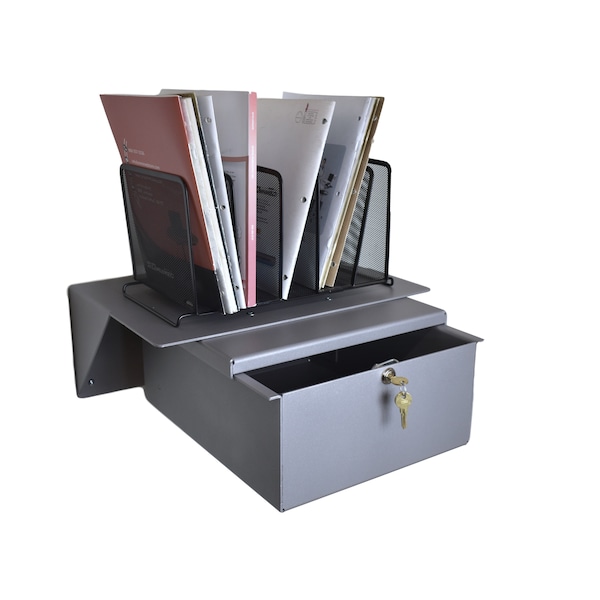 Aluminum Wall/Under Counter Mounted Work Surface with Large Lockable D
